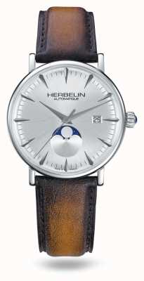 Herbelin Reloj de edición limitada Inspiration con esfera plateada y correa de piel marrón 1547/TN12GP
