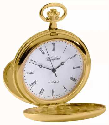 Woodford Reloj de bolsillo chapado en oro esqueleto con dos tapas 1120