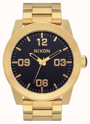 Nixon Reloj corporal de acero inoxidable dorado / índigo A346-2033-00