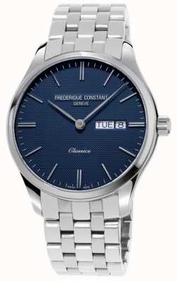 Frederique Constant Reloj clásico de acero inoxidable con esfera azul de cuarzo para hombre. FC-225NT5B6B
