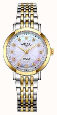 Rotary Reloj bicolor para mujer con engaste de diamantes windsor LB05421/41/D