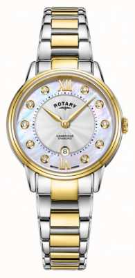Rotary Reloj bicolor cambridge para mujer con diamantes engastados LB05426/07/D