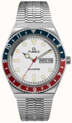 Timex Caja de acero inoxidable inspirada en Q diver esfera blanca banda de acero inoxidable TW2U61200