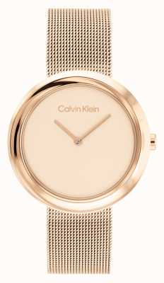 Calvin Klein Esfera de oro rosa para mujer | pulsera de malla de acero inoxidable de oro rosa 25200013