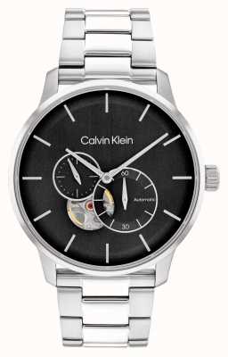 Calvin Klein Reloj automático para hombre con esfera negra y caja de exhibición. 25200148