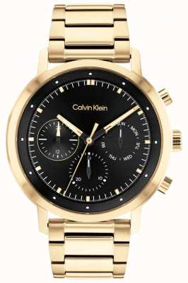 Calvin Klein Esfera negra | pulsera de acero pvd oro 25200065