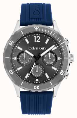 Calvin Klein Reloj cronógrafo para hombre correa de silicona azul. 25200120