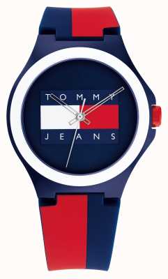 Tommy Jeans Reloj Berlin con correa de silicona azul, roja y blanca. 1720025