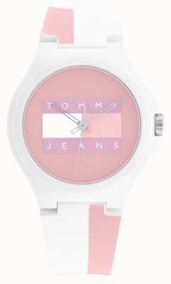 Tommy Jeans Reloj Berlin con correa de silicona rosa y blanca. 1720026