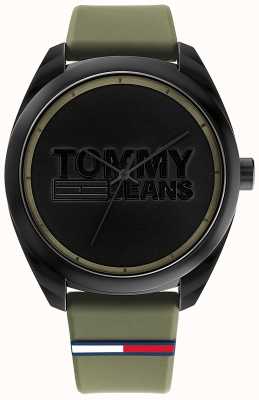 Tommy Jeans san diego hombre | esfera negra | correa de silicona verde 1791930