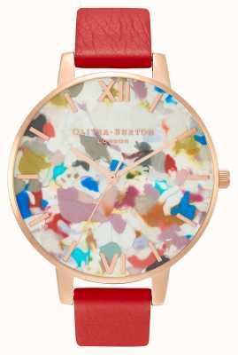 Olivia Burton Juego de reloj pop art y pulsera de malla intercambiable de oro rosa OBGSET152