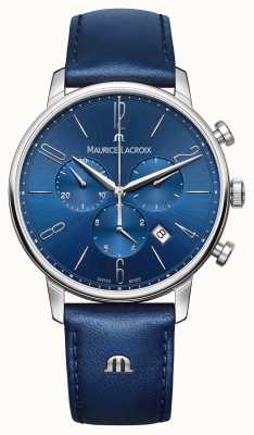 Maurice Lacroix Reloj Eliros cronógrafo de piel azul. EL1098-SS001-420-4