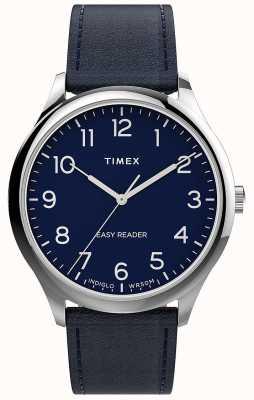 Timex Hombres | lector fácil | esfera azul marino | correa de cuero azul marino TW2V27900