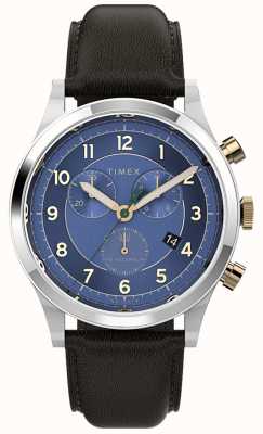 Timex Reloj cronógrafo tradicional Waterbury de 42 mm con correa de piel TW2V28600
