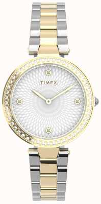Timex Adorna con cristales reloj bicolor dorado y plateado TW2V24500