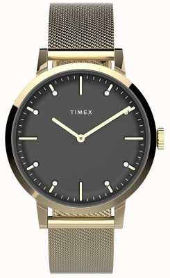 Timex Mujer | centro de la ciudad | esfera negra | acero inoxidable | correa de malla TW2V37200