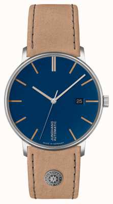 Junghans Forma un | esfera azul | correa de cuero tostado 27/4239.00