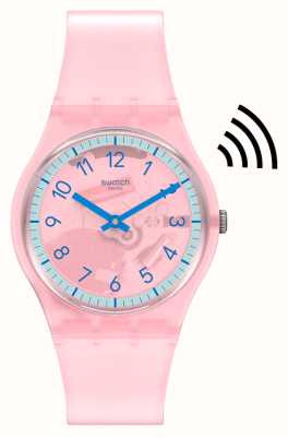 Swatch Paga rosa! correa unisex rosa semitransparente SVHP100-5300