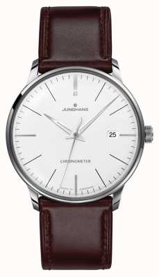 Junghans Reloj cronómetro meister para hombre correa de cuero marrón cristal de zafiro 27/4130.02