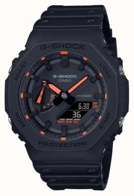 Casio G-Shock 2100 Utility Black Series con detalles en naranja GA-2100-1A4ER