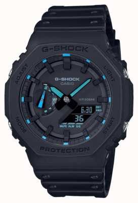Casio G-Shock 2100 Utility Black Series con detalles en azul GA-2100-1A2ER