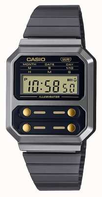 Casio Colección reloj de acero inoxidable chapado en gris A100WEGG-1A2EF