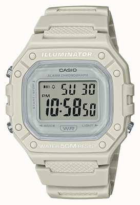 Casio Colección reloj digital con correa de resina color crema W-218HC-8AVEF