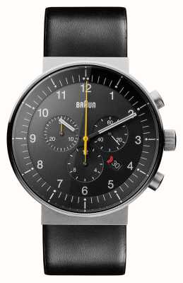 Braun Reloj cronógrafo de prestigio bn0095 para hombre correa de cuero negro BN0095SLG