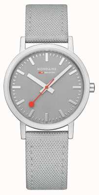 Mondaine Reloj clásico Good Grey de 36 mm con correa gris reciclada A660.30314.80SBH
