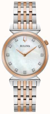 Bulova Regatta diamante 30 mm bicolor rosa y plata 98P192