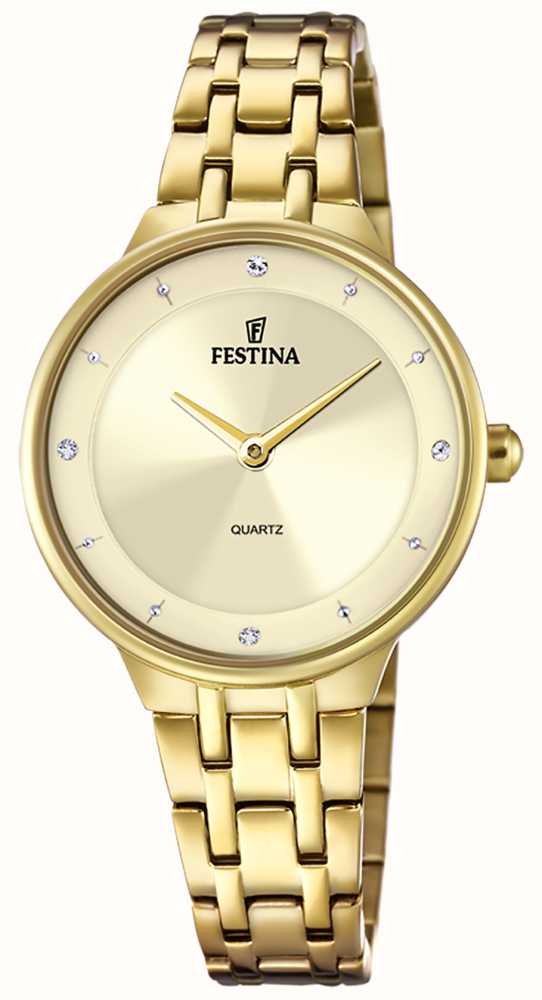 Festina Reloj Con Esfera Dorada Para Mujer Con Juego De Circonitas Y  Brazalete De F20601/2 - First Class Watches™ ESP