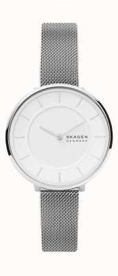 Skagen Reloj Gitte de malla de acero inoxidable en tono plateado con esfera blanca SKW3016