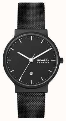 Skagen Reloj de malla de acero inoxidable Ancher date medianoche SKW6778