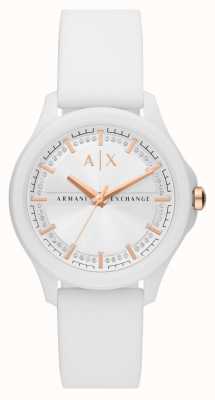 Armani Exchange Mujer | esfera engastada de cristal blanco | correa de caucho blanca AX5268