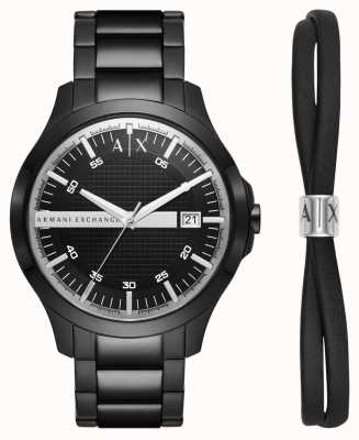 Armani Exchange Hombres | set de reloj y pulsera | pulsera de acero inoxidable negro AX7134SET