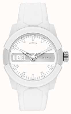 Diesel Reloj de hombre con correa de silicona monocromática blanca doble arriba DZ1981