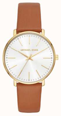 Michael Kors Reloj Pyper de cuero tostado en tono dorado MK2740