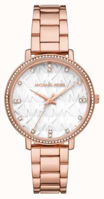 Michael Kors Reloj para mujer con esfera mk engastada con cristales en oro rosa pyper MK4594