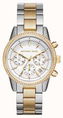 Michael Kors Reloj cronógrafo bicolor Ritz para mujer. MK6474