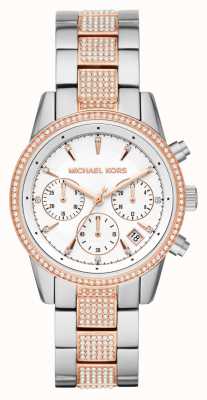 Michael Kors Reloj ritz de dos tonos con cristal para mujer. MK6651