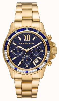 Michael Kors Reloj Everest con bisel de cristal blanco y azul engastado MK6971