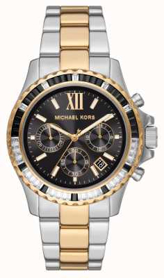 Michael Kors Reloj bicolor Everest cristal blanco y negro bisel engastado MK7209