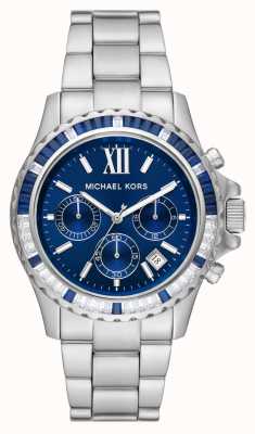 Michael Kors Reloj Everest con bisel de cristal azul y blanco engastado MK7237