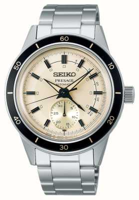 Seiko Reloj Presage estilo años 60 con esfera de marfil y bisel negro SSA447J1