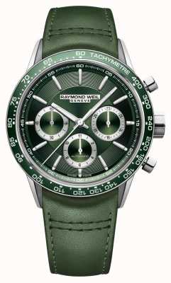 Raymond Weil Freelancer automático cronógrafo correa de piel verde 7741-SC7-52021