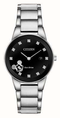 Citizen Reloj eco-drive con montura de diamantes de Mickey Mouse de Disney GA1051-58W