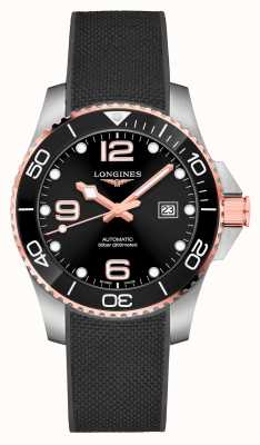 LONGINES Hydroconquest automático 43mm reloj negro y dorado rosa L37823589
