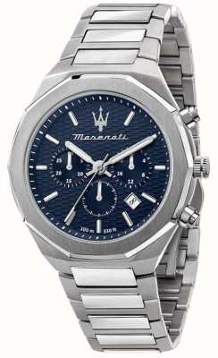 Maserati estilo de los hombres | esfera de cronógrafo azul | pulsera de acero inoxidable R8873642006