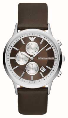 Emporio Armani Reloj cronógrafo para hombre con correa de piel marrón. AR11490