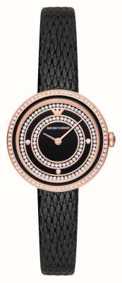 Emporio Armani Relojes de mujer con esfera negra y cristales engastados AR11493